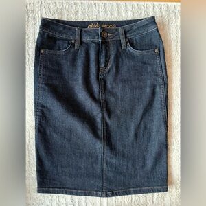 dish jeans denim midi skirt